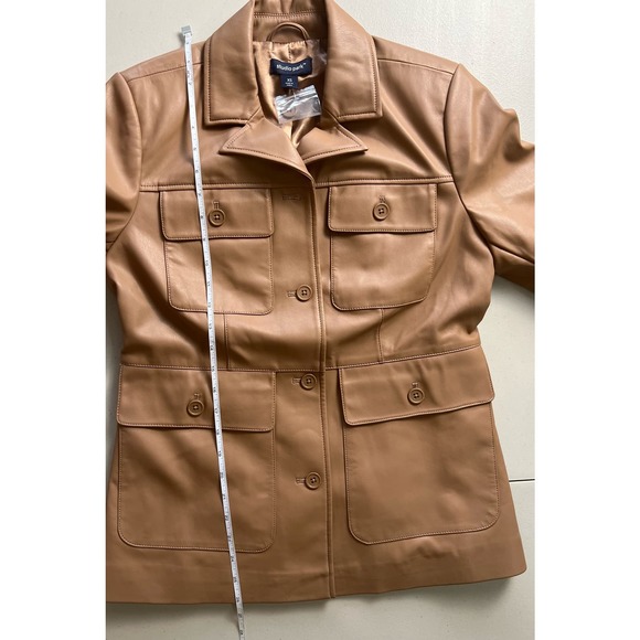 Studio Park x Courtney Khondabi Faux Leather Jacket COFFEE NWOT SIZE XS - Picture 8 of 8